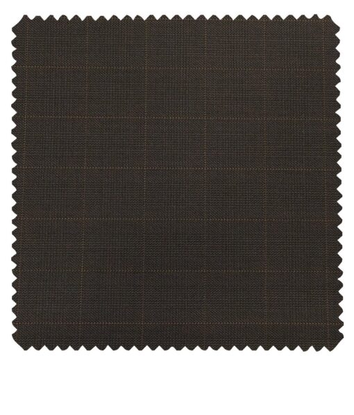 Raymond Dark Brown Polyester Viscose Self Checks Unstitched Suiting Fabric - 3.75 Meter