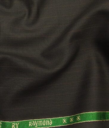Raymond Dark Brown Polyester Viscose Self Stripes Unstitched Suiting Fabric - 3.75 Meter