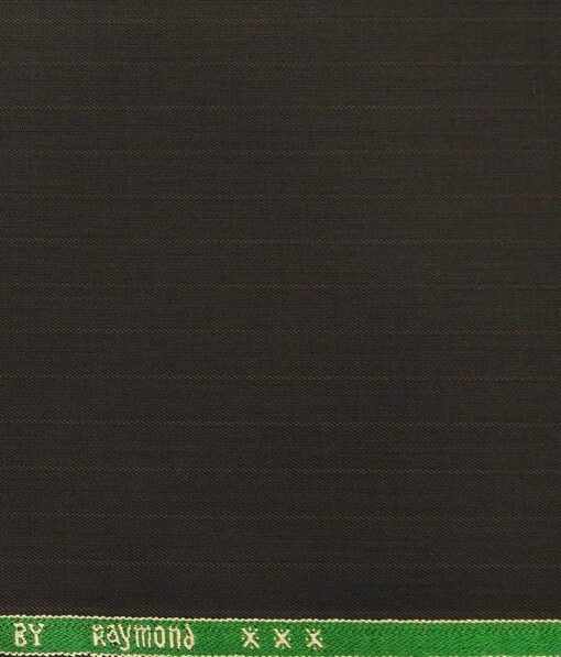 Raymond Dark Brown Polyester Viscose Self Stripes Unstitched Suiting Fabric - 3.75 Meter