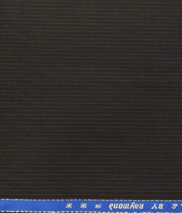 Raymond Dark Brown Polyester Viscose Pin Stripes Unstitched Suiting Fabric - 3.75 Meter