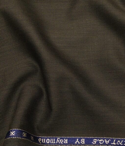 Raymond Dark Coffee Brown Polyester Viscose Structured Unstitched Suiting Fabric - 3.75 Meter