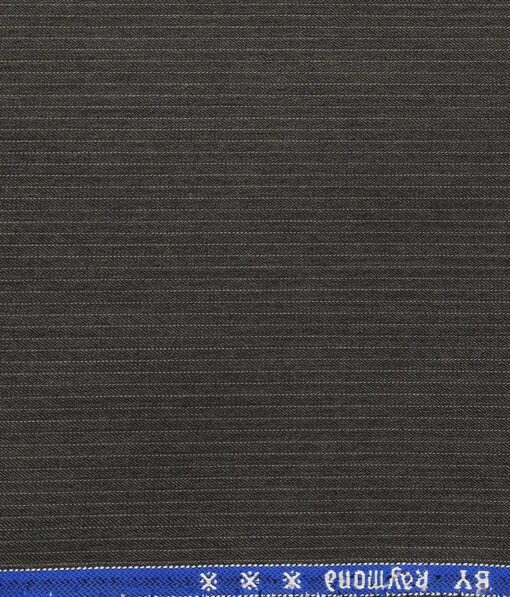 Raymond Worsted Grey Polyester Viscose Pin Stripes Unstitched Suiting Fabric - 3.75 Meter