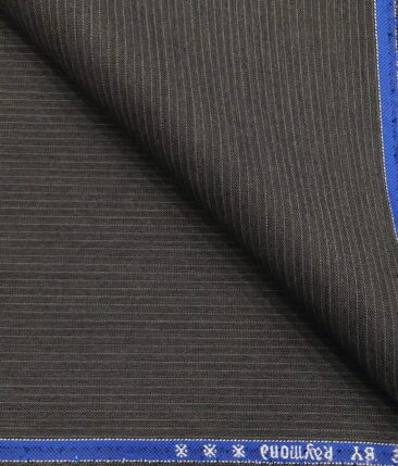 Raymond Worsted Grey Polyester Viscose Pin Stripes Unstitched Suiting Fabric - 3.75 Meter