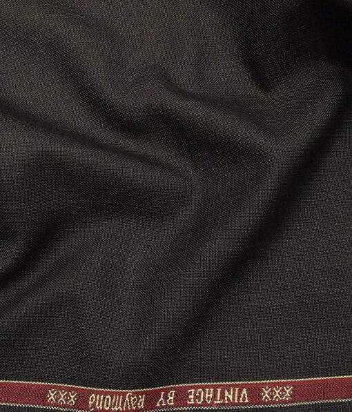 Raymond Dark Winish Brown Polyester Viscose Self Checks Unstitched Suiting Fabric - 3.75 Meter