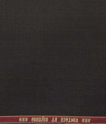 Raymond Dark Winish Brown Polyester Viscose Self Checks Unstitched Suiting Fabric - 3.75 Meter