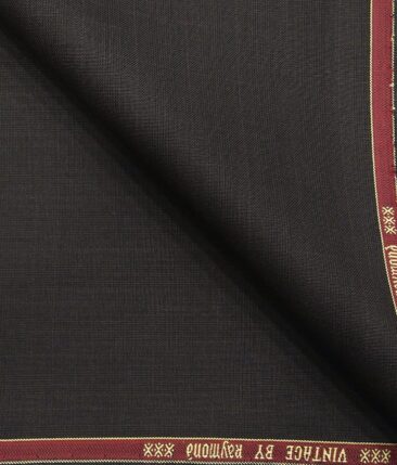 Raymond Dark Winish Brown Polyester Viscose Self Checks Unstitched Suiting Fabric - 3.75 Meter