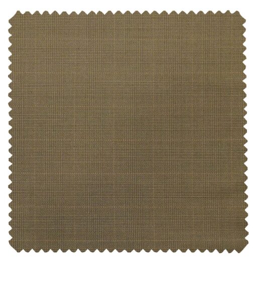 Raymond Khakhi Polyester Viscose Self Checks Unstitched Suiting Fabric - 3.75 Meter