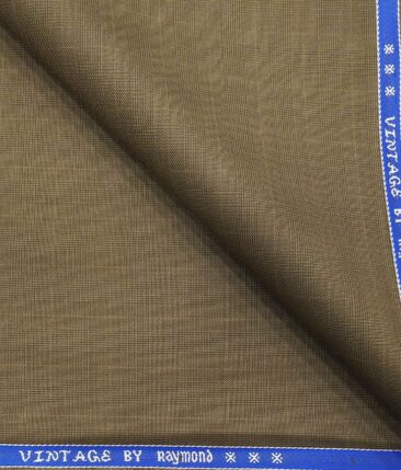 Raymond Khakhi Polyester Viscose Self Checks Unstitched Suiting Fabric - 3.75 Meter