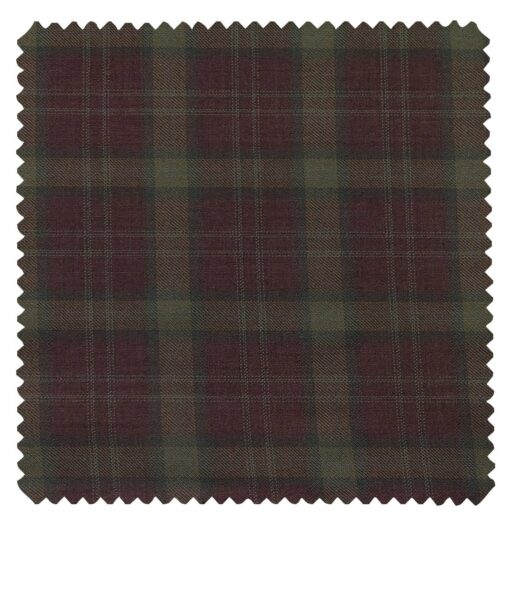 Augustus Men's Maroon Terry Rayon Broad Checks Unstitched  Suiting Fabric - 3.75 Meter