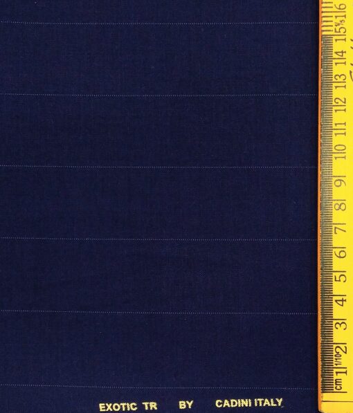 Cadini Italy Men's by Siyaram's Dark Royal Blue Exotic Terry Rayon Pin Stripes Unstitched Suiting Fabric - 3.75 Meter