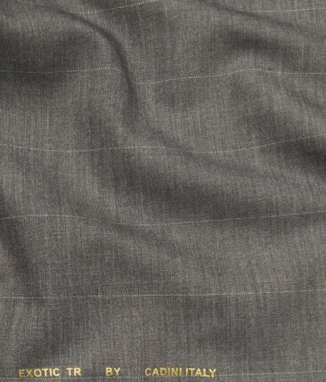 Cadini Italy Men's by Siyaram's Worsted Grey Exotic Terry Rayon Pin Stripes Unstitched Suiting Fabric - 3.75 Meter