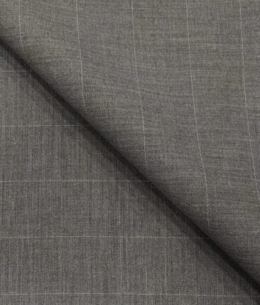 Cadini Italy Men's by Siyaram's Worsted Grey Exotic Terry Rayon Pin Stripes Unstitched Suiting Fabric - 3.75 Meter