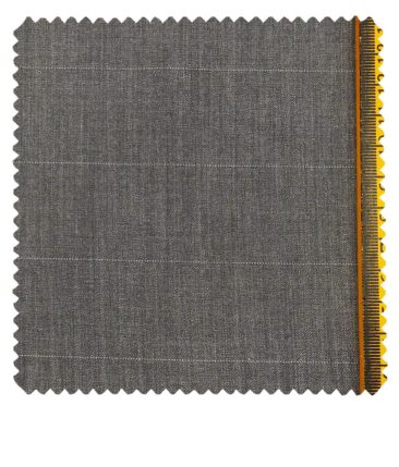 Cadini Italy Men's by Siyaram's Worsted Grey Exotic Terry Rayon Pin Stripes Unstitched Suiting Fabric - 3.75 Meter