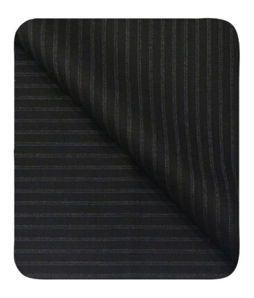 Cadini Italy Men's by Siyaram's Black Terry Rayon White Stripes Unstitched Trouser or Modi Jacket Fabric (1.30 Mtr)