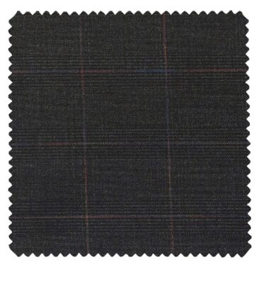 Cadini Italy Men's by Siyaram's Dark Grey Terry Rayon Checks Unstitched Suiting Fabric - 3.75 Meter