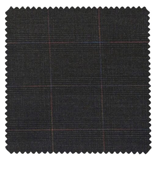 Cadini Italy Men's by Siyaram's Dark Grey Terry Rayon Checks Unstitched Suiting Fabric - 3.75 Meter