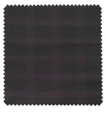Cadini Italy Men's by Siyaram's Blackish Grey Terry Rayon Maroon Checks Unstitched Suiting Fabric - 3.75 Meter