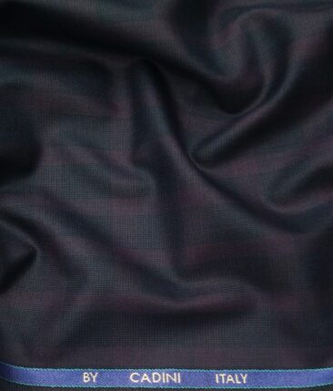 Cadini Italy Men's by Siyaram's Dark Blue Terry Rayon Purple Checks Unstitched Suiting Fabric - 3.75 Meter