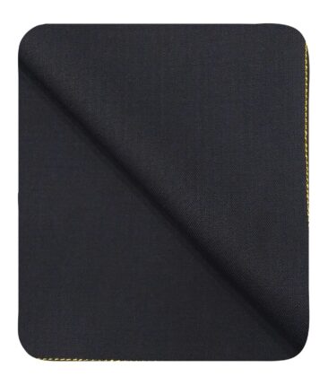 Cadini Italy Men's by Siyaram's Dark Navy Blue Super 100's 20% Merino Wool Herringbone Self Striped Unstitched Trouser or Modi Jacket Fabric (1.30 Mtr)