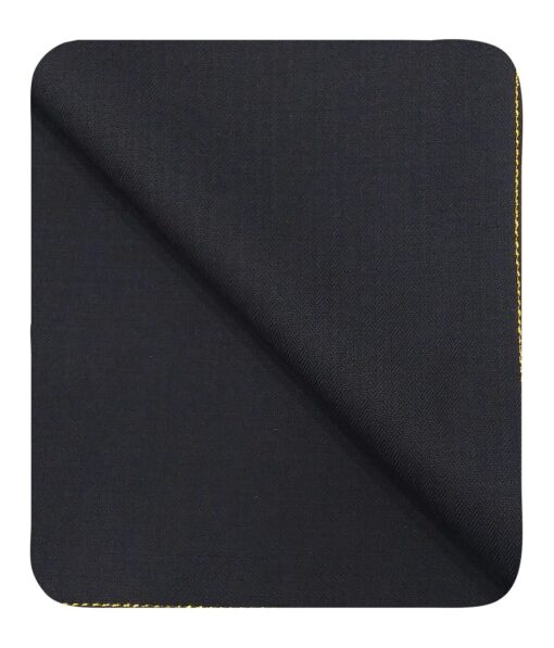 Cadini Italy Men's by Siyaram's Dark Navy Blue Super 100's 20% Merino Wool Herringbone Self Striped Unstitched Trouser or Modi Jacket Fabric (1.30 Mtr)