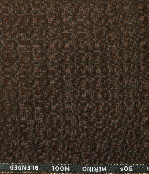 Cadini Italy Men's by Siyaram's Caramel Brown Super 90's 20% Merino Wool Jacquard Unstitched Trouser or Modi Jacket Fabric (1.30 Mtr)