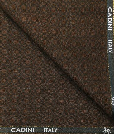 Cadini Italy Men's by Siyaram's Caramel Brown Super 90's 20% Merino Wool Jacquard Unstitched Trouser or Modi Jacket Fabric (1.30 Mtr)
