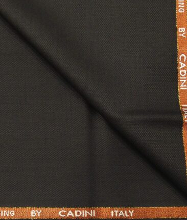 Cadini Italy Men's by Siyaram's Dark Brown Super 90's 20% Merino Wool Structured Unstitched Trouser or Modi Jacket Fabric (1.30 Mtr)