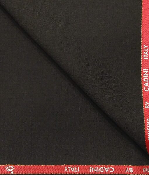 Cadini Italy Men's by Siyaram's Dark Brown Super 90's 20% Merino Wool Self Structured Unstitched Trouser or Modi Jacket Fabric (1.30 Mtr)