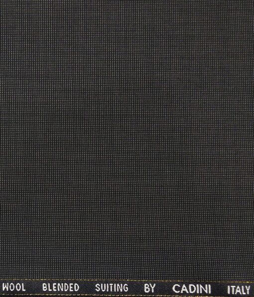 Cadini Italy Men's by Siyaram's Greyish Black 20% Merino Wool Super 90's Structured Unstitched Suiting Fabric - 3.75 Meter