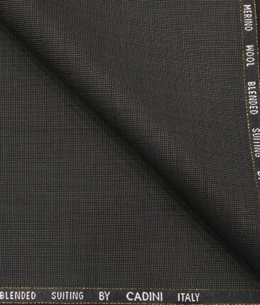 Cadini Italy Men's by Siyaram's Greyish Black 20% Merino Wool Super 90's Structured Unstitched Suiting Fabric - 3.75 Meter