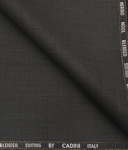 Cadini Italy Men's by Siyaram's Greyish Black 20% Merino Wool Super 90's Structured Unstitched Suiting Fabric - 3.75 Meter