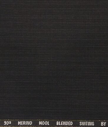 Cadini Italy Men's by Siyaram's Greyish Black 20% Merino Wool Super 90's Self Design Unstitched Suiting Fabric - 3.75 Meter