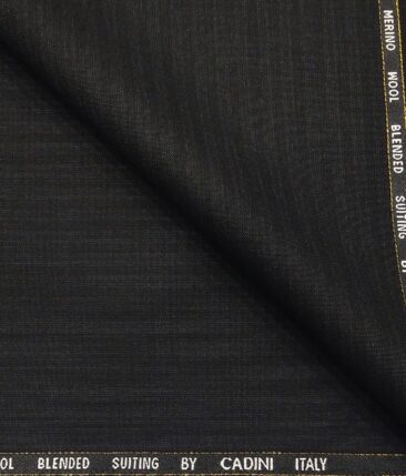 Cadini Italy Men's by Siyaram's Greyish Black 20% Merino Wool Super 90's Self Design Unstitched Suiting Fabric - 3.75 Meter