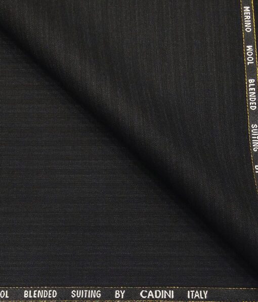 Cadini Italy Men's by Siyaram's Greyish Black 20% Merino Wool Super 90's Self Design Unstitched Suiting Fabric - 3.75 Meter
