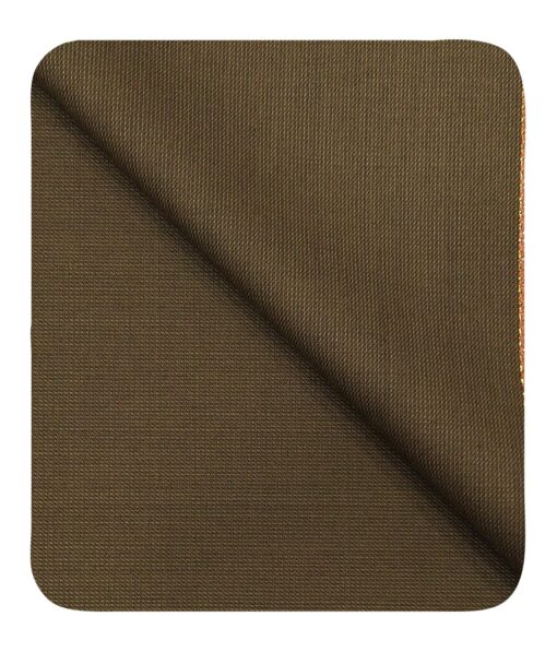 Cadini Italy Men's by Siyaram's Khakhi Brown 25% Merino Wool Self Structured Unstitched Trouser or Modi Jacket Fabric (1.30 Mtr)