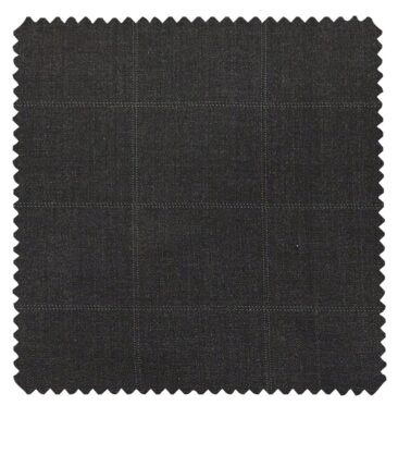 Cadini Italy Men's by Siyaram's Dark Grey 20% Merino Wool Super 100's Self Checks Unstitched Suiting Fabric - 3.75 Meter