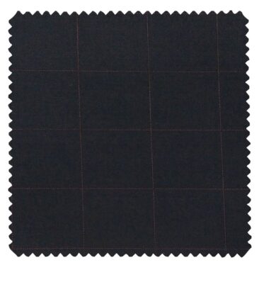 Cadini Italy Men's by Siyaram's Dark Navy Blue 20% Merino Wool Super 100's Pink Checks Unstitched Suiting Fabric - 3.75 Meter