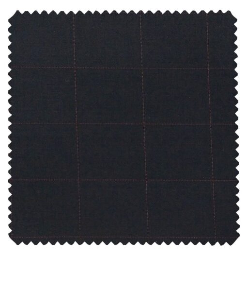Cadini Italy Men's by Siyaram's Dark Navy Blue 20% Merino Wool Super 100's Pink Checks Unstitched Suiting Fabric - 3.75 Meter