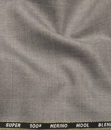 Cadini Italy Men's by Siyaram's Light Worsted Grey 20% Merino Wool Super 100's Self Checks Unstitched Suiting Fabric - 3.75 Meter