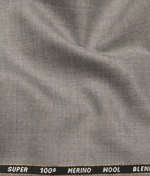 Cadini Italy Men's by Siyaram's Light Worsted Grey 20% Merino Wool Super 100's Self Checks Unstitched Suiting Fabric - 3.75 Meter