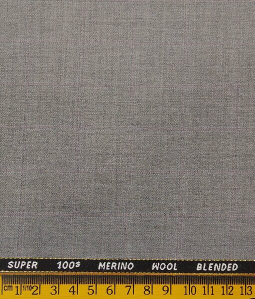 Cadini Italy Men's by Siyaram's Light Worsted Grey 20% Merino Wool Super 100's Self Checks Unstitched Suiting Fabric - 3.75 Meter