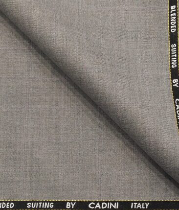 Cadini Italy Men's by Siyaram's Light Worsted Grey 20% Merino Wool Super 100's Self Checks Unstitched Suiting Fabric - 3.75 Meter