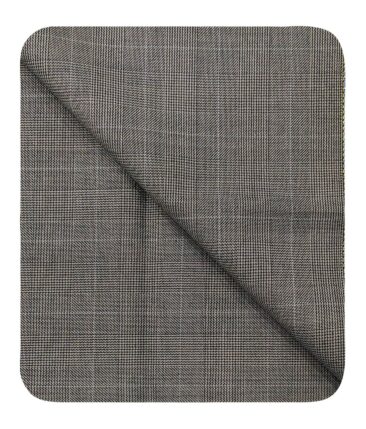 Cadini Italy Men's by Siyaram's Grey Self Checks Super 100's 20% Merino Wool Unstitched Trouser or Modi Jacket Fabric (1.30 Mtr)