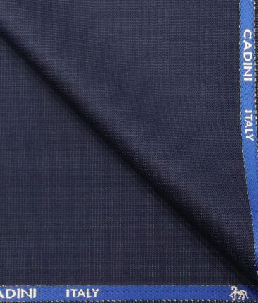 Cadini Italy Men's by Siyaram's Dark Aegean Blue Super 90's 20% Merino Wool Structured Unstitched Trouser or Modi Jacket Fabric (1.30 Mtr)