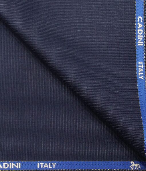Cadini Italy Men's by Siyaram's Dark Aegean Blue Super 90's 20% Merino Wool Structured Unstitched Trouser or Modi Jacket Fabric (1.30 Mtr)