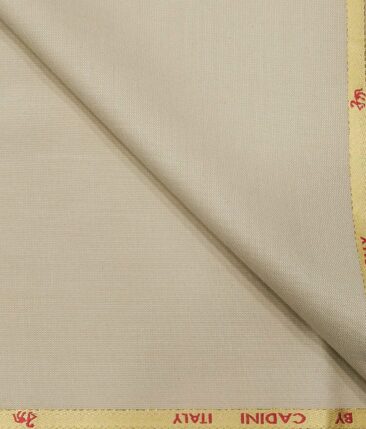 Cadini Italy Men's by Siyaram's Light Creamish Beige Super 90's 20% Merino Wool Self Structured Unstitched Trouser or Modi Jacket Fabric (1.30 Mtr)