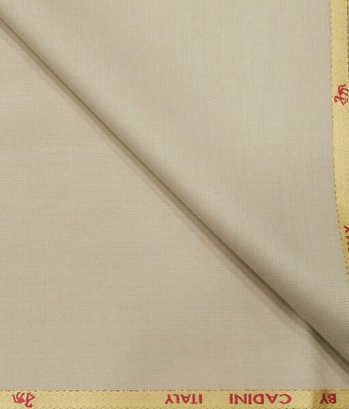 Cadini Italy Men's by Siyaram's Light Creamish Beige Super 90's 20% Merino Wool Self Structured Unstitched Trouser or Modi Jacket Fabric (1.30 Mtr)