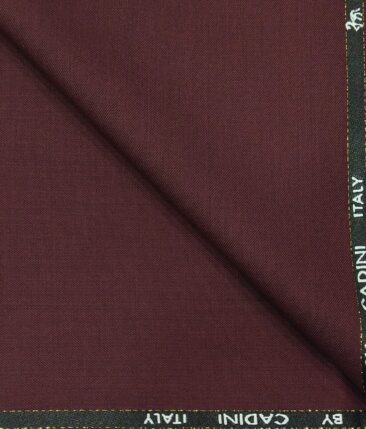 Cadini Italy Men's by Siyaram's Mahagony Red 25% Merino Wool Solid Unstitched Trouser or Modi Jacket Fabric (1.30 Mtr)