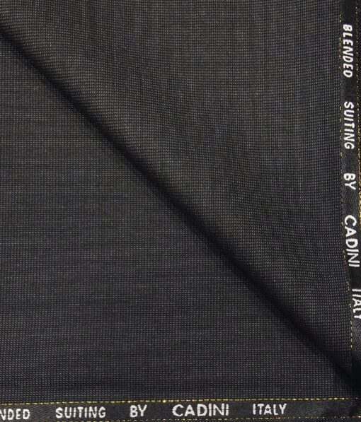 Cadini Italy Men's by Siyaram's Dark Grey Super 100's 20% Merino Wool Self Structured Unstitched Trouser or Modi Jacket Fabric (1.30 Mtr)