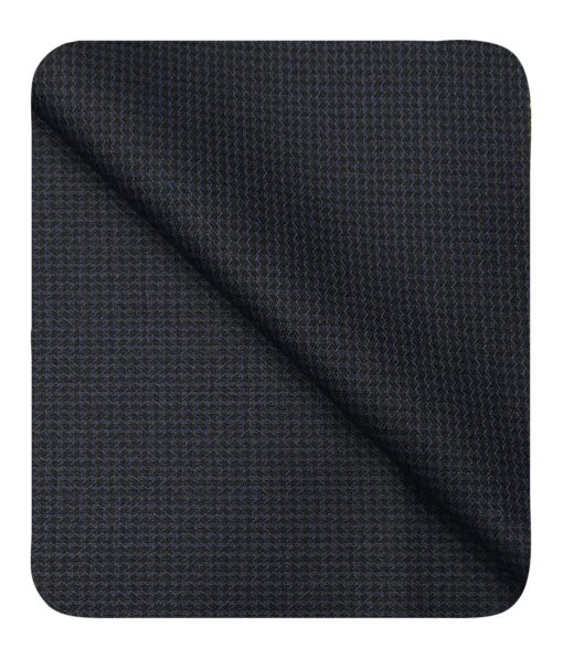 Cadini Italy Men's by Siyaram's Dark Blue & Black 25% Merino Wool Structured Unstitched Trouser or Modi Jacket Fabric (1.30 Mtr)